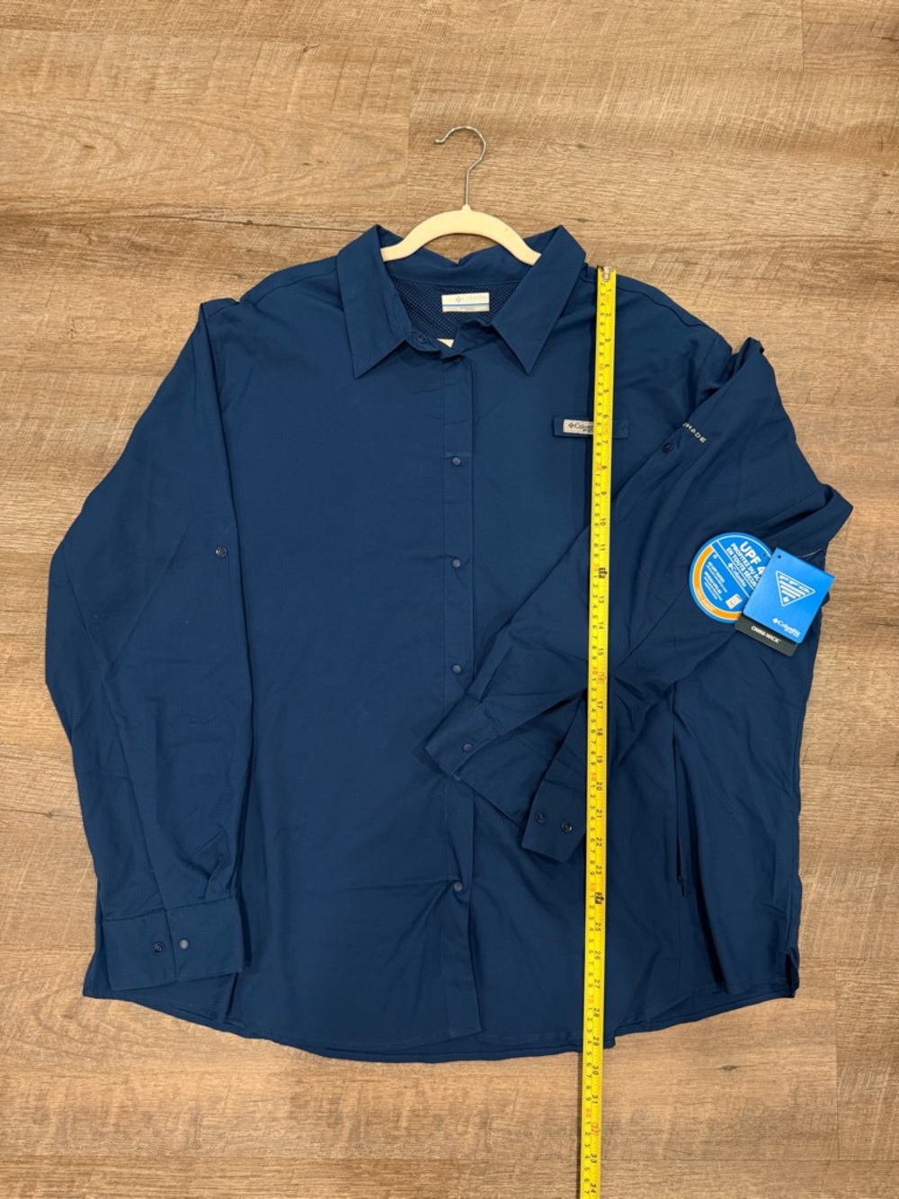 Columbia Tamiami Long Sleeve Shirt Womens 3X Plus Size UPF 40 Fishing NWT Navy - Picture 6 of 11